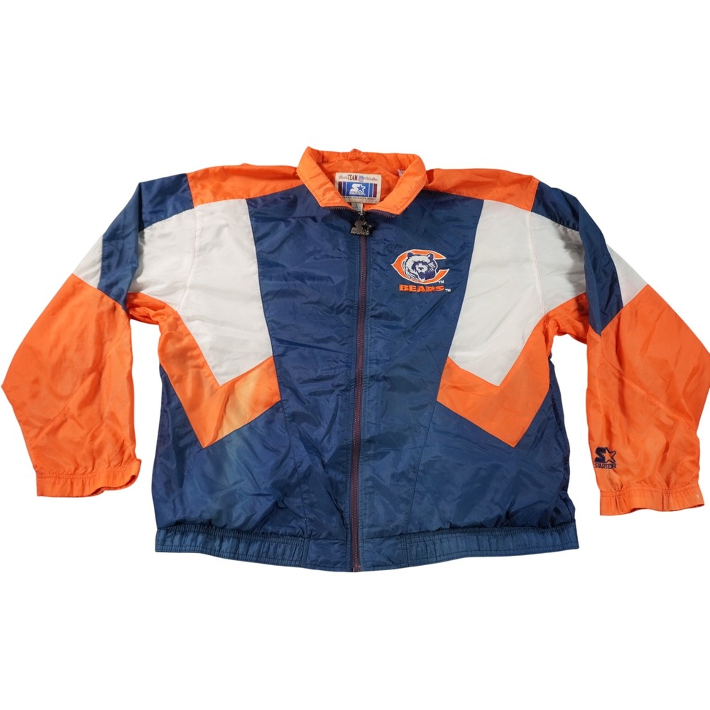 Starter Chicago Bears Jacket Mens Large Blue Orange Vintage 90s NFL Windbreaker